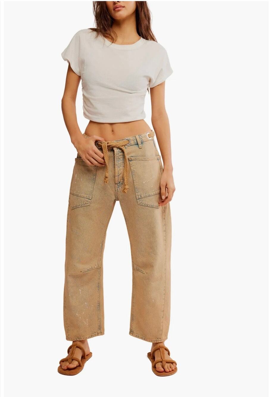 We The Free Women's Cowboy Moxie Mid-Rise Button Fly Barrel Jeans Size 24